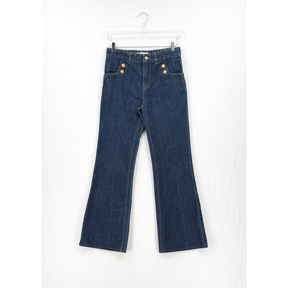 Gerard Darel Jeans Womens 38 Blue Sailor Flare High Rise Denim